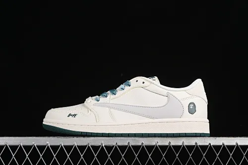 All categories Air Jordan Jordan series basketball shoes Air Jordan 1 Low High-end customized low-top sneakers Travis Scott x Fragment Design x Air Jordan 1 Low AJ1 Joe 1 Bape joint-beige gray low-top cultural casual sneakers XY2688-100